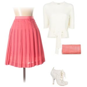 J Crew Coral Pink Pleated Skirt